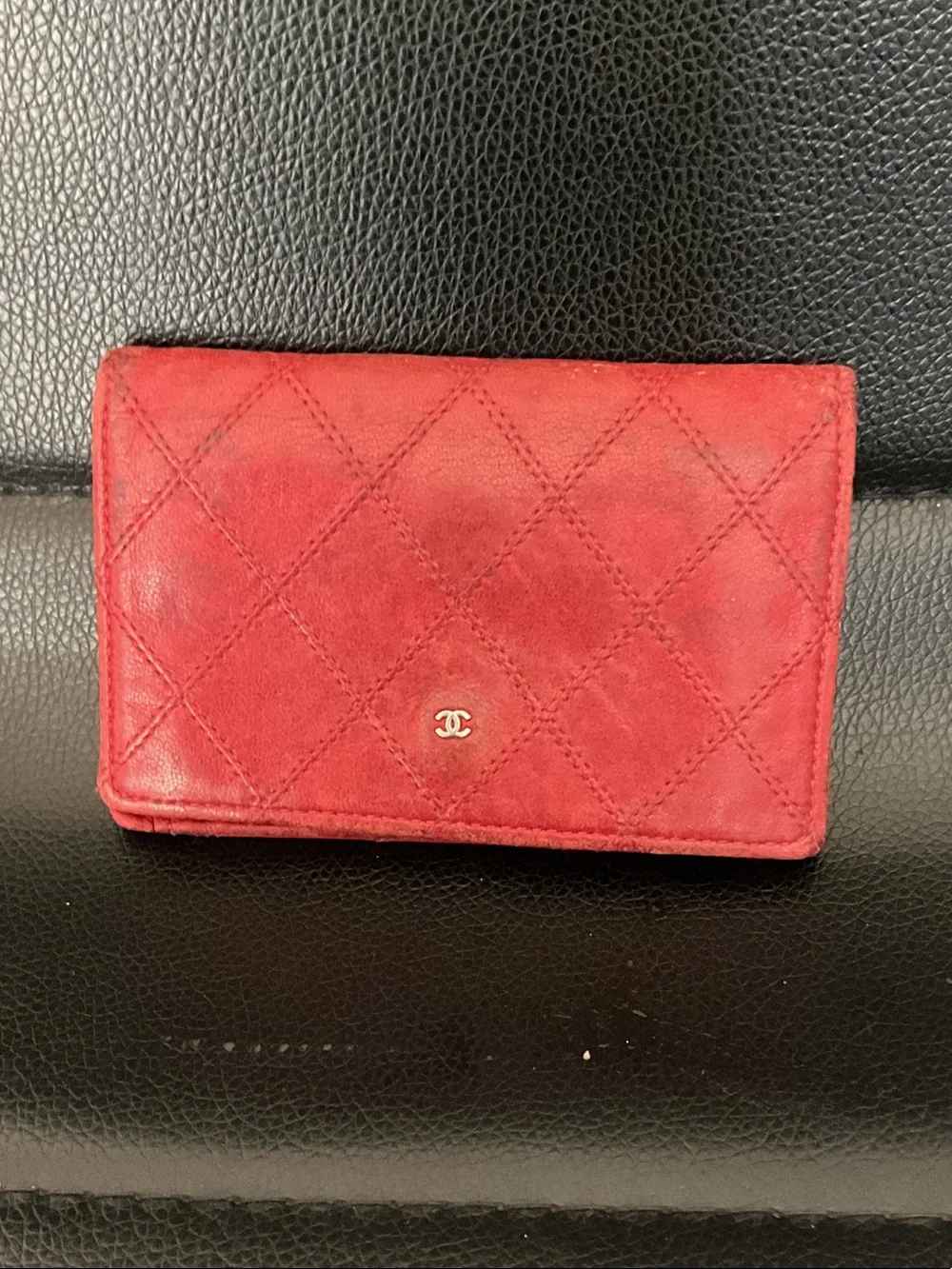 Chanel Quilted Red Leather Card Holder